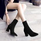 Chunky Heel Pointed Short Boots