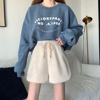 High-waist Drawstring Fleece Shorts