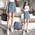 High-waist Inset Shorts Denim Skirt