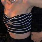 Striped Cutout Cropped Tube Top