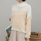 Color Block Sweater Yellow & White - One Size