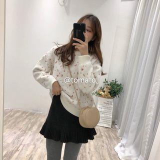 Leopard Print Sweater White - One Size