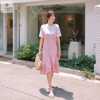 Sleeveless Long Surplice-wrap Dress