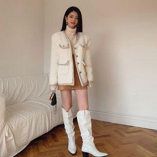 Braided-trim Wool Blend Jacket