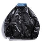 Reversible Fleece Lined Faux Leather Zip Jacket