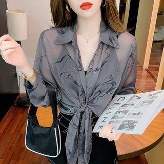 Tie-front Tie-dyed Shirt / Camisole Top