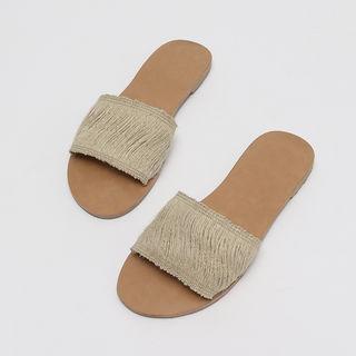 Rattan Band Slide Sandals