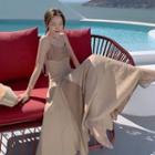 Strappy Two-tone Maxi A-line Dress