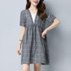 Window Pane Short Sleeve Dress