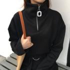 Long-sleeve Zip-up High-neck Top