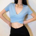 Short-sleeve Wrapped Crop Top