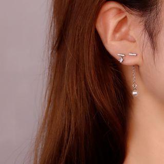Asymmetric Drop Earring Box Set With Box - 1 Pair - Silver - One Size