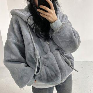 Faux Fur Long-sleeve Hooded Jacket