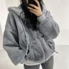 Faux Fur Long-sleeve Hooded Jacket