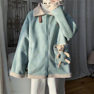 Bear Plush Fleece-lined Zip Jacket