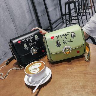 Flap Buckle Embroidery Chain Cross Bag