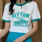 Car Print Piped T-shirt