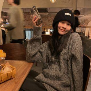 Lettering Sweater Sweater - Gray - One Size