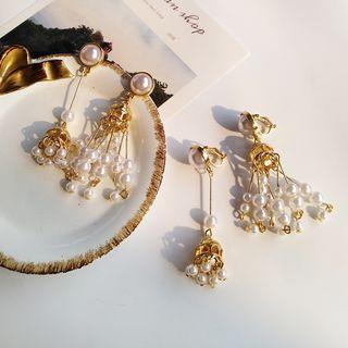Non-matching Bird Cage Faux Pearl Dangle Earring