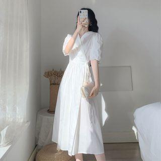 Short-sleeve Plain Loose Fit Dress