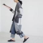 Color Block Long Knit Cardigan As Shown In Figure - One Size