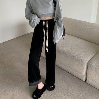 Fleece Lined Corduroy Wide Leg Pants