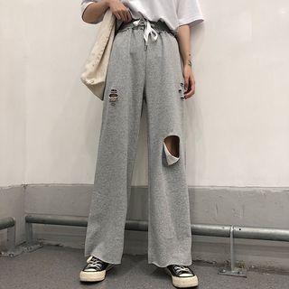 Ripped Wide-leg Sweatpants
