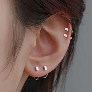 Rectangular Block Sterling Silver Earring