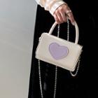 Heart Print Two-tone Crossbody Bag White - One Size