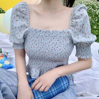 Balloon-sleeve Printed Blouse (various Designs)