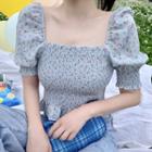 Balloon-sleeve Printed Blouse (various Designs)