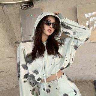 Splatter Print Crop Hoodie / Skirt