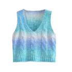 Tie-dye Cable Knit Sweater Vest Blue - One Size