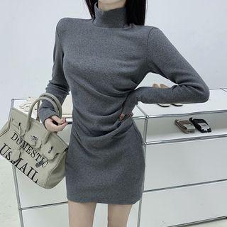 High-neck Plain Dress