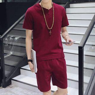 Set: Short-sleeve Top + Drawstring Shorts