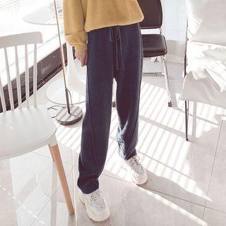 High-waist Knit Straight-cut Pants