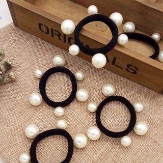 Faux Pearl Hair Tie 1 Pc - 050-1 - Black - One Size