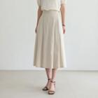 Band-waist Pleated Linen Blend Skirt