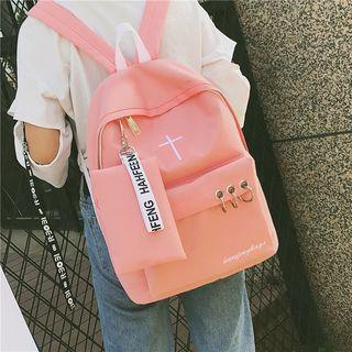Set: Ring Detail Canvas Backpack + Pouch