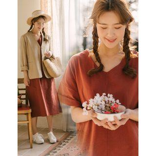 Linen Blend Shift Dress