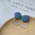 Matte Resin Dangle Earring 1 Pair - Blue & Transparent - One Size