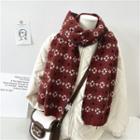 Printed Knit Scarf Red - One Size