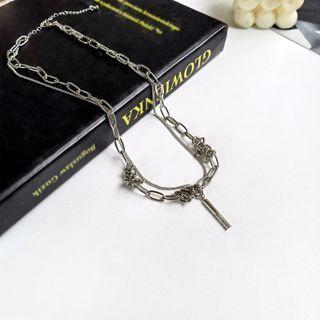 Layered Alloy Necklace 1 Pc - Necklace - Silver - One Size