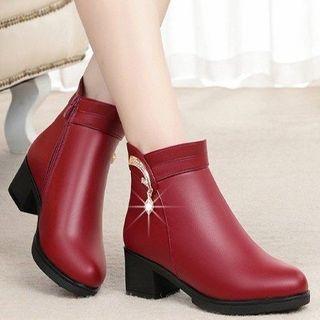 Faux-leather Fleece-lined Ankle Short Boots