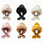 Fluffy Panel Hooded Knit Scarf