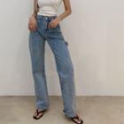 Washed High-waist Straight-fit Jeans