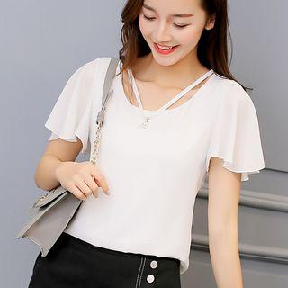 Pearl Ripped Chiffon Top