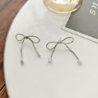 Bow Faux Crystal Alloy Earring 1 Pair - Earring - Silver - One Size