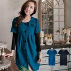 Removable Bow-accent Tie-back Woolen Dress