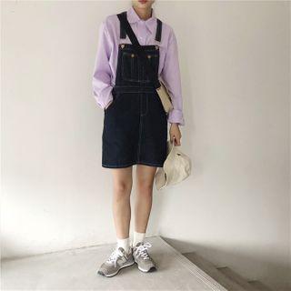 Denim Jumper Dress As Shown In Figure - One Size